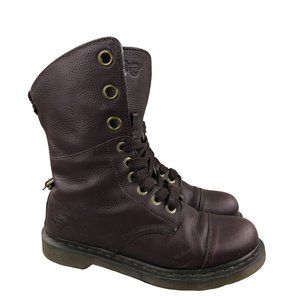 Dr. Martens Women's Size 8 Aimilie Burgundy Purple Leather Lace-Up Boots